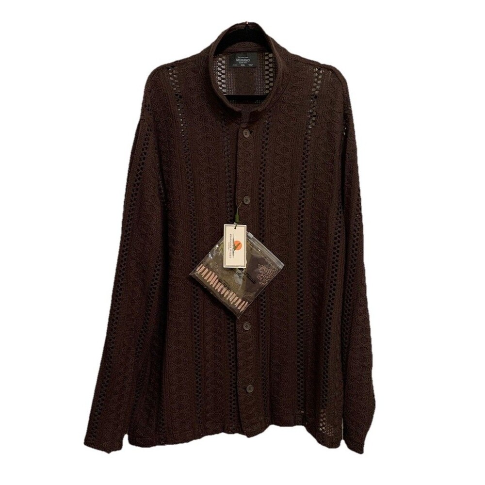 Murano Mens Size XXL Cardigan Button Front Sweater NWT Crocodile Collection